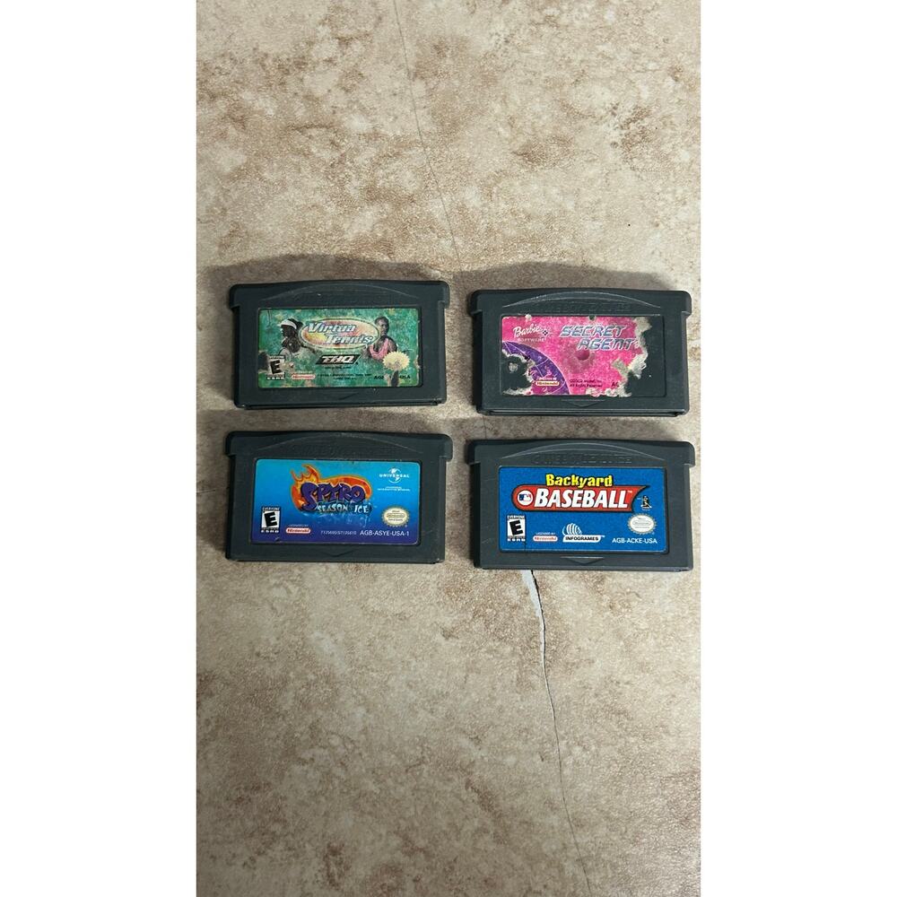 GB ADVANCE Lot (4) Spyro Barbie Baseball Tennis Authentic